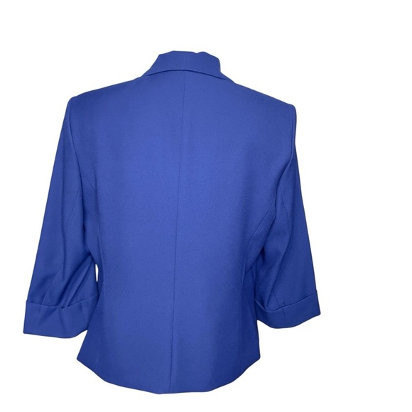 Kasper Royal Blue Cuffed sleeve Shawl collar, open front blazer size 10 - Picture 4 of 12
